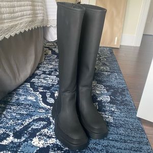 NWT Zara black leather platform boots